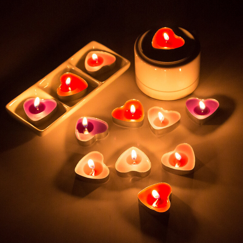 Heart-shaped candles wholesale Valentine's Day proposal romantic confession smokeless display small candle hotel 50 heart-shaped candles