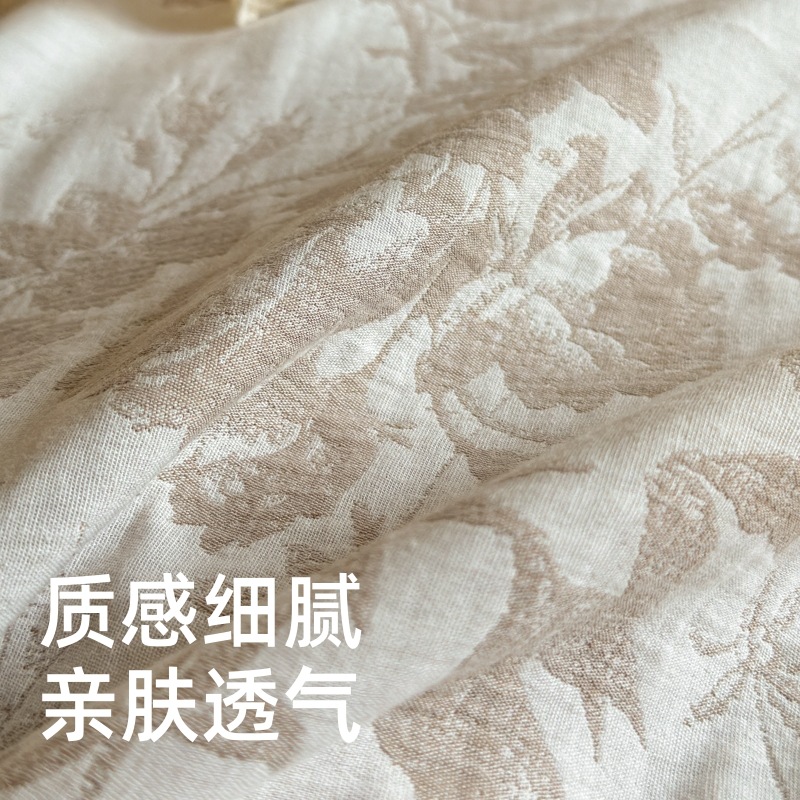 60 Bed Cotton Four-piece Set Class A Maternal and Infant Grade Cotton Three-layer Yarn Quilt Cover Light Luxury High-grade Bed Sheet/Bed Hat