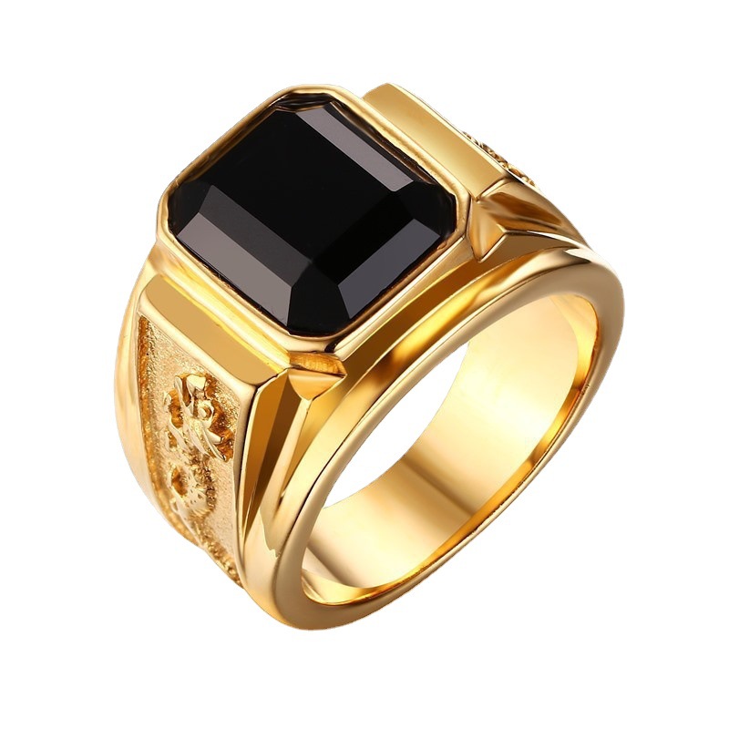 Weiya cross-border wish best selling jewelry retro black zircon ring men's gold ring factory direct sales