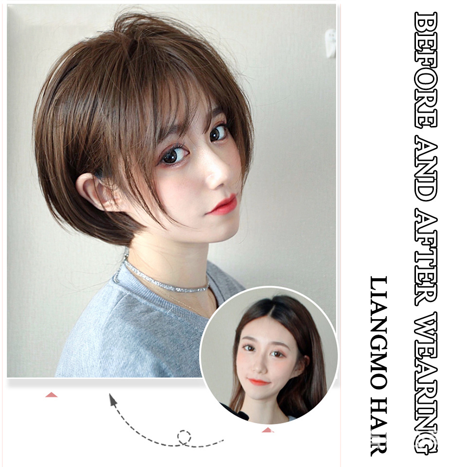 Wig headgear Net Red fashion hanging ear dyed clavicle hair wave head wig women's short hair full head cover factory wholesale