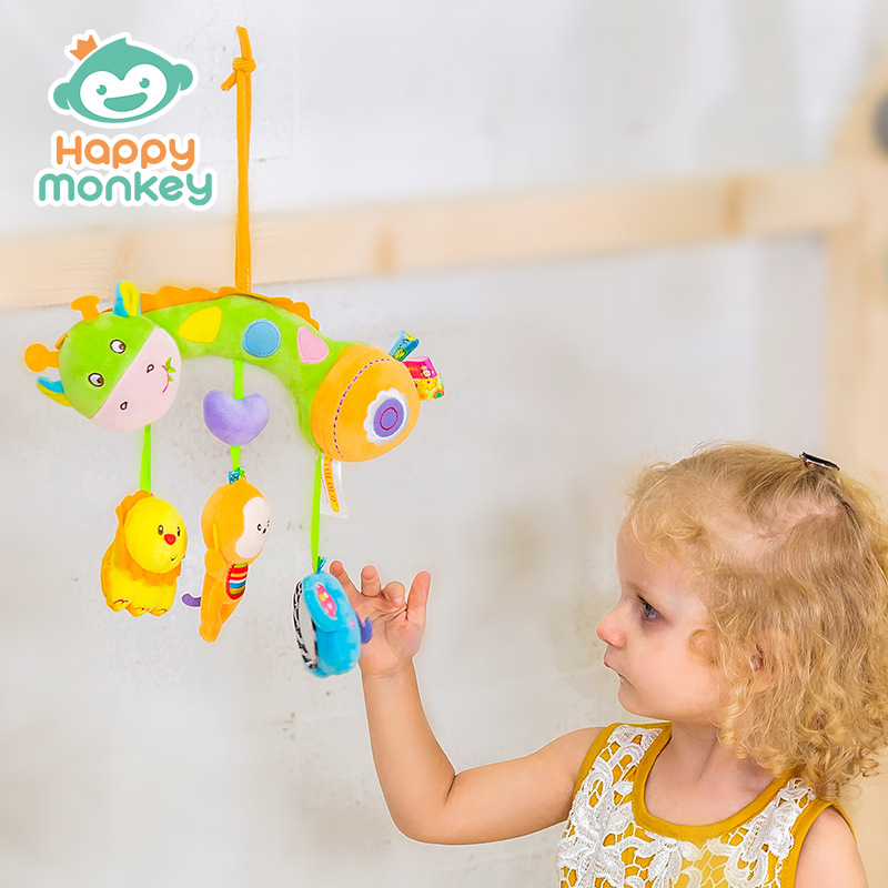 Happy monkey stroller pendant rattle baby safety seat toy bed hanging octopus factory wholesale