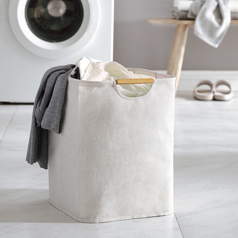 Cotton linen laundry basket household laundry basket folding portable fabric laundry basket bedroom bathroom waterproof storage basket storage