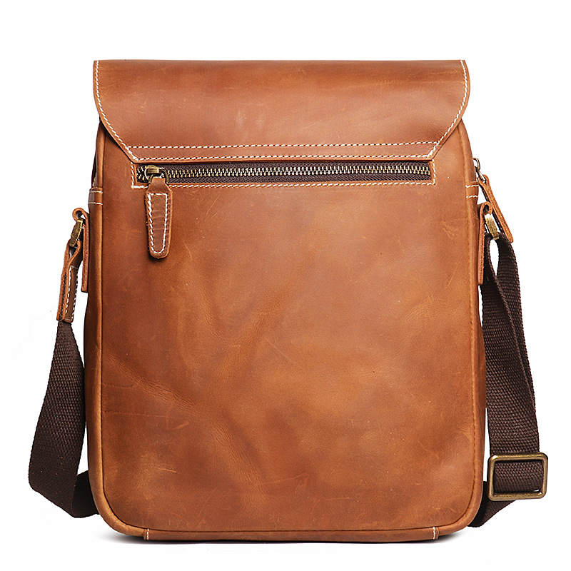 Foreign trade new men's handmade leather shoulder bag women's Crazy Horse leather messenger bag retro fashion cowhide ipad bag
