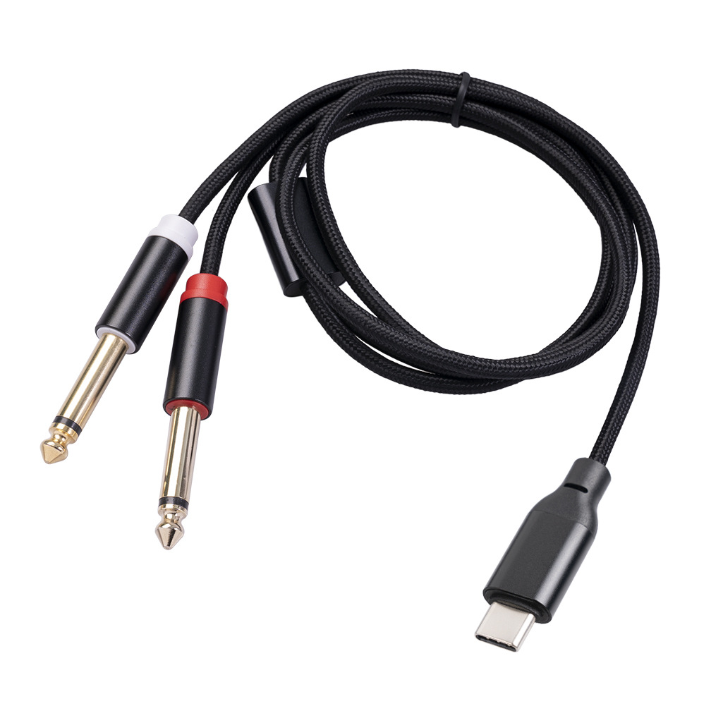 New product built-in chip TYPE-C male to double 6.35 large two-core mixer power amplifier speaker cable