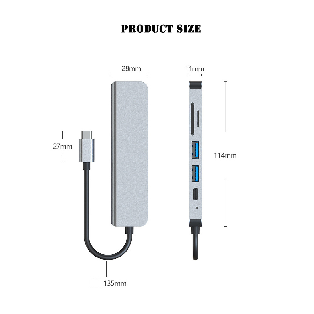 DM-HO19 six-in-one Type-c docking station 6-in-1 HDMI 4k SD TF PD 3.0HUB combination
