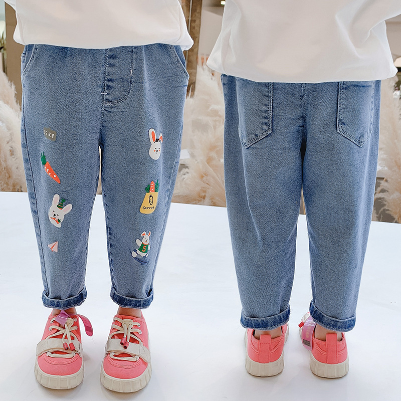 Girls' Pants Spring and Autumn Western Style 2024 New Fashion Small and Medium-sized Children's Pants Baby Children's Spring Jeans