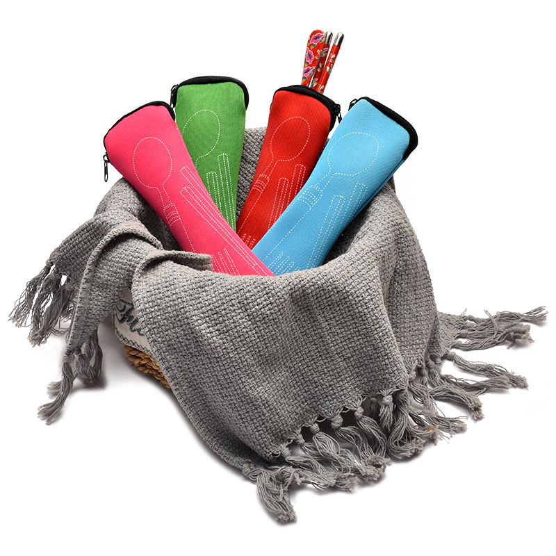 Portable Tableware Storage Bag Stainless Steel Western-style Knife, Fork and Spoon Set Canvas Bag Printable LOGO Tableware Bag