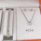 Hot Selling Simple suit Jewelry Fashion All-match Zircon Necklace Earrings Ring Bracelet Four-piece Jewelry in stock