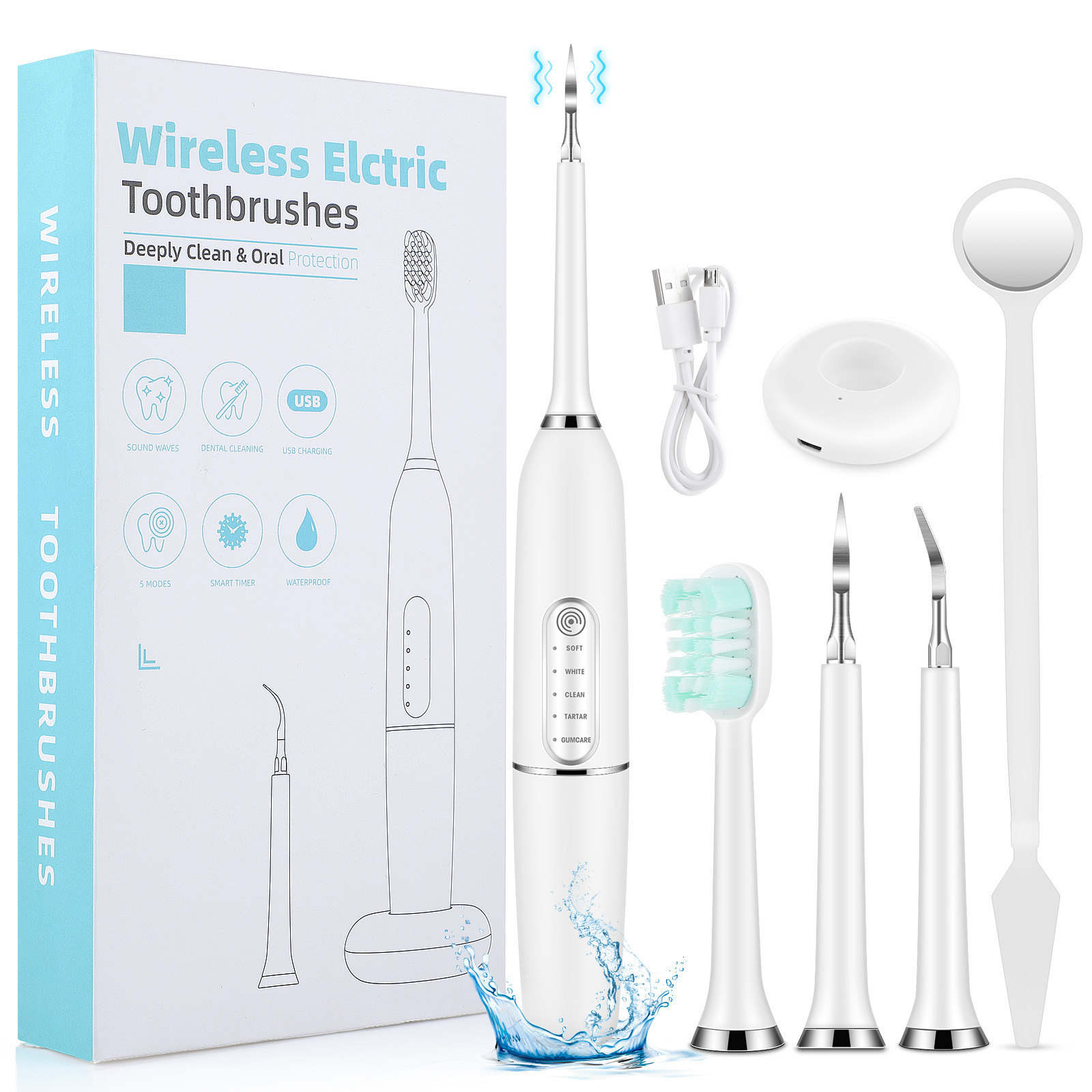 Cross-Border 5-gear touch calculus remover household electric tooth cleaner tooth cleaner tooth cleaner tooth cleaner tooth cleaner