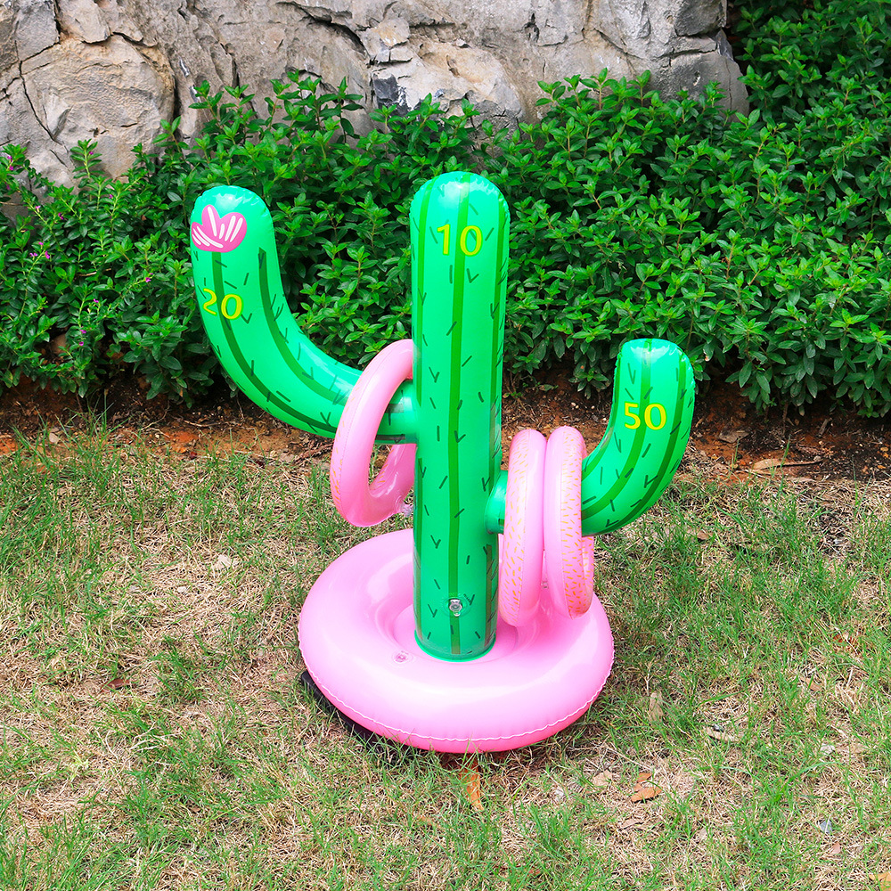 Cross Border in stock PVC Inflatable Cactus Ring New Product Swimming Pool Toy Cactus Ball Throwing Game