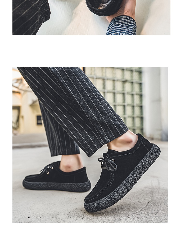 Chaussures de mode pour hommes en cuir poncé, chaussures décontractées à semelles souples, chaussures à enfiler pour hommes_voghion.com