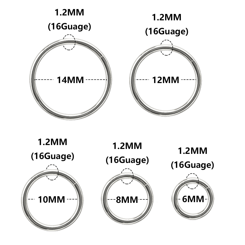 Factory direct supply titanium alloy closed ring body puncture jewelry G23 coil closed round ear clip earrings nose ring