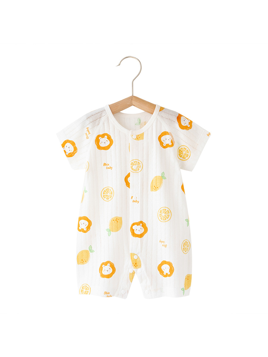 Baby's Short-sleeved Men's Thin Breathable Jumpsuit Baby's Pure Cotton Harper Climbing Wear Summer Newborn Clothes 0 to 3 Months