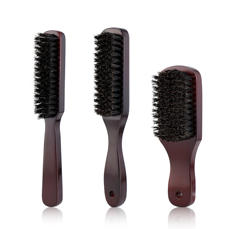 Men's solid wood beard brush hairdressing vintage oil head brush modeling beard brush barber shop broken hair brush carving cleaning brush