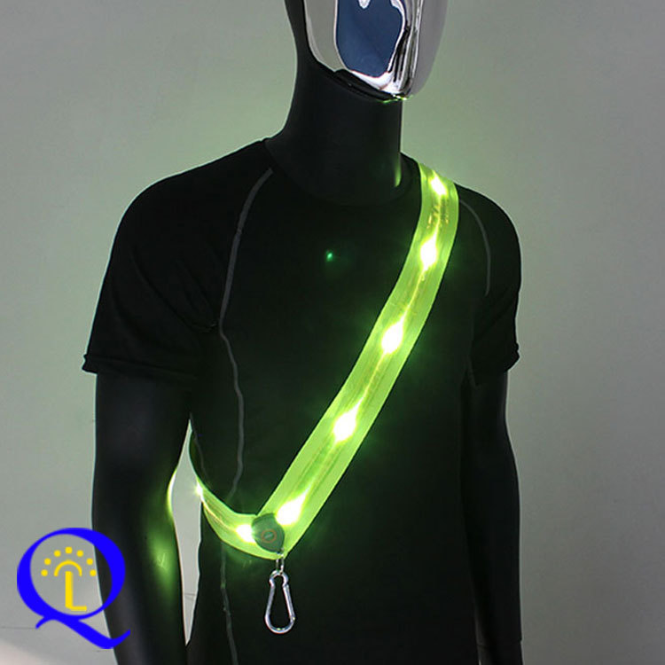 In stock fluorescent green LED shoulder strap graduation ceremony dance entertainment welcome USB rechargeable led luminous crossbody belt
