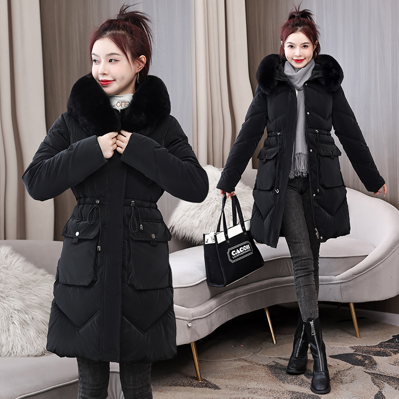 Down cotton-padded jacket cotton-padded jacket women's mid-length Korean-style waist slimming winter coat thickened cotton-padded jacket 2024 new fashion