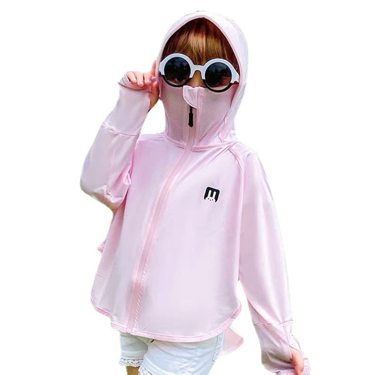 Children's Sunscreen Clothing Summer Hooded Sunscreen Clothing Ultraviolet Protection Thin Ice Silk Children's Sunscreen Clothing Baby Air-conditioning Shirt