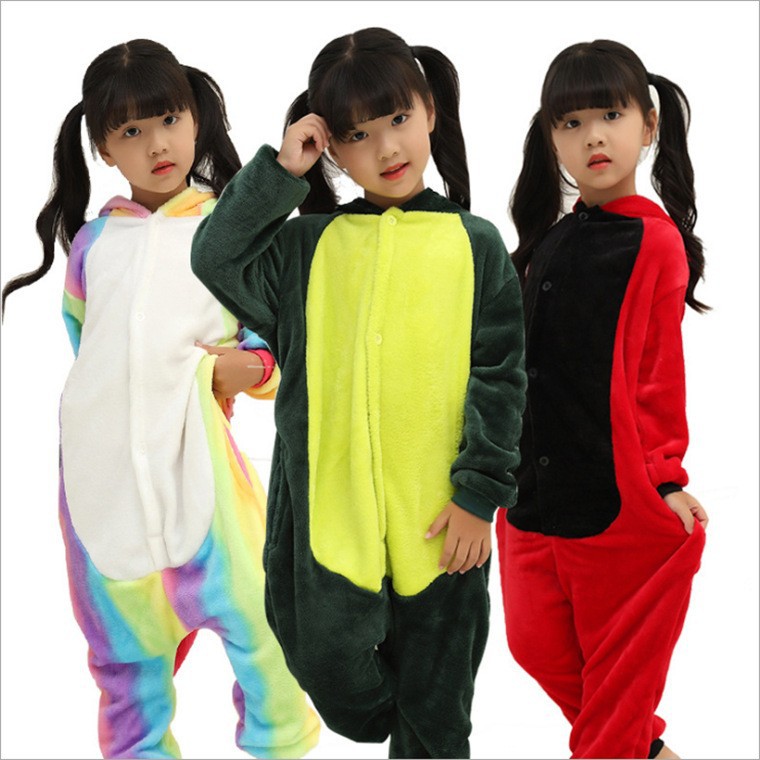Children's Cartoon Animal One-piece Pajamas Autumn and Winter Flannel Baby One-piece Clothes Haggown Baby Climbing Clothes Home Clothes