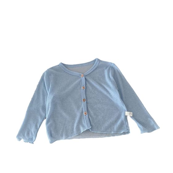 Girls Solid Color Air-conditioning Shirt 0-5 Years Old Summer South Korea Children's Wear Baby Girl Refreshing Breathable Thin Coat Trendy AY493