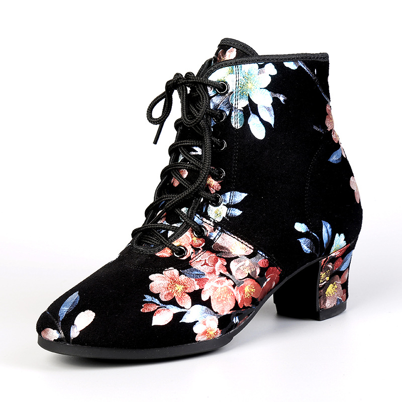 Wupa Square Dance Shoes Women's Mid-high Heel High Top Middle-aged and Elderly Soft Sole Jitterba Sailing GB Dance Shoes Thickened