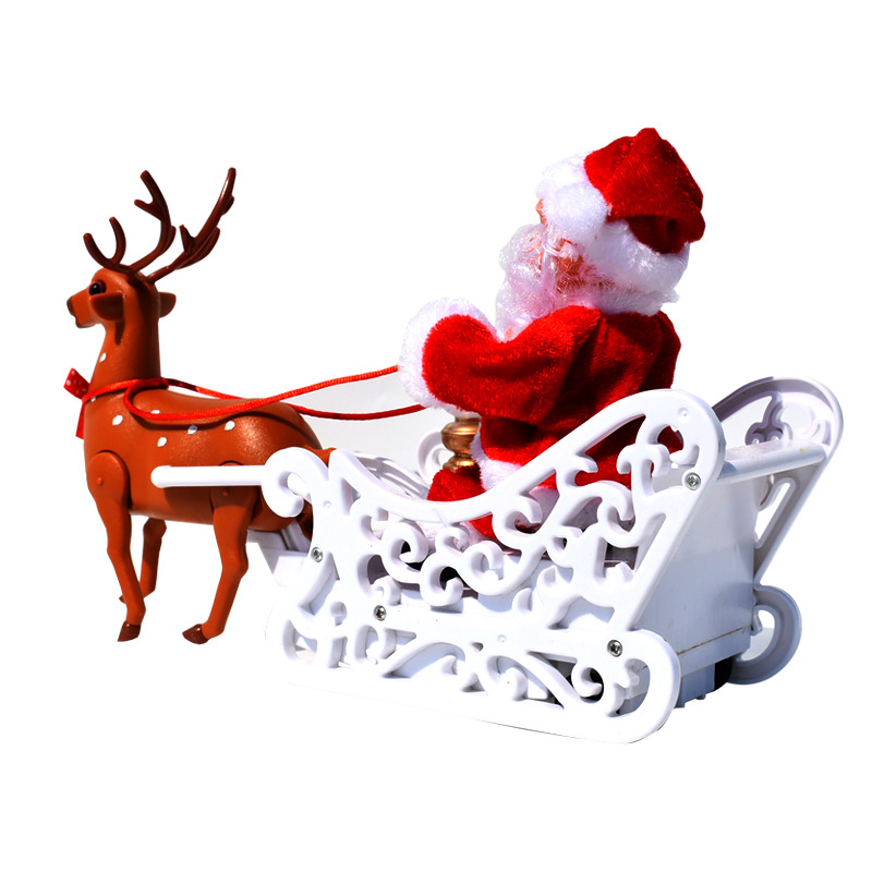 Deer pull car music Electric Santa Claus children's toy Christmas gift desktop Christmas decoration Christmas decoration