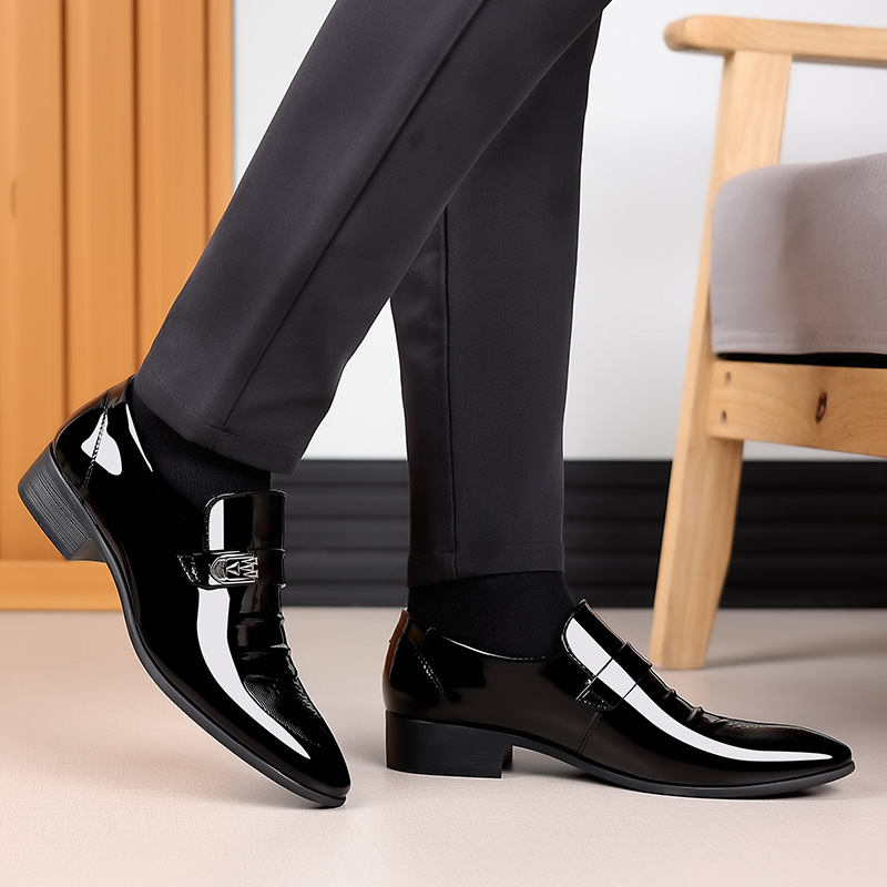 Leather Shoes Men's New Business Dress Casual Spring and Autumn Breathable Men's British Korean Pointed Groom Wedding Shoes