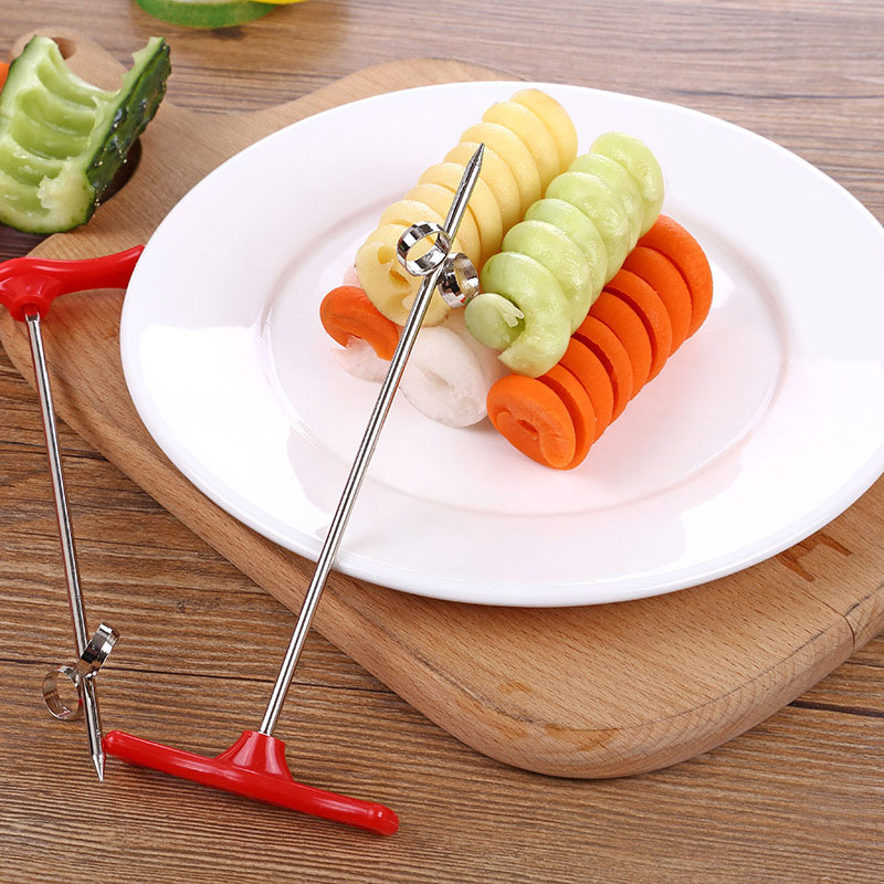 Cucumber Twist Spiral Knife Stainless Steel Screw Coil Kitchen Creative Tools Cutting Carrot Rotary Knife