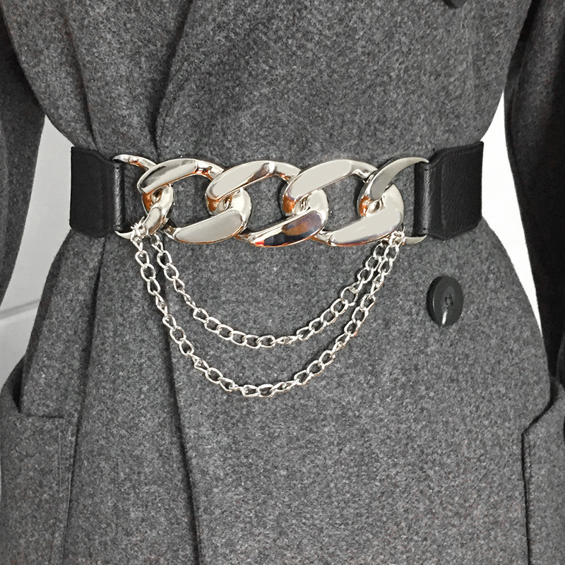 Elastic belt decorative elastic chain waist seal fashion match dress suit coat tight waist in stock tide