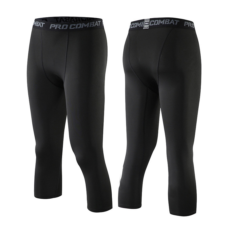 Men's PRO Sports Pants Cropped Fitness Running Training Perspiration Breathable Quick-drying Stretch Tight Cropped Pants