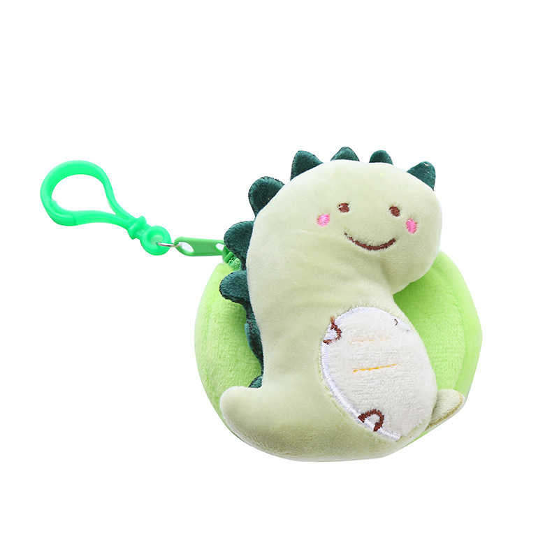Cartoon Dinosaur Doll Coin Purse Keychain Animal Pendant Cute Small Wallet Student Storage Headset Card Holder