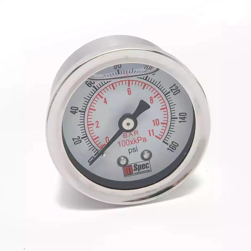 Cross-border hot-selling car modified Universal Seismic liquid pressure gauge axial 40mm pointer type 0-100PSI stainless steel