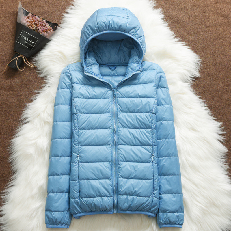 2024 Spring and Autumn New Lightweight Down Jacket Women's Hooded Short Slim-fit Lightweight Thin plus size Collar Jacket