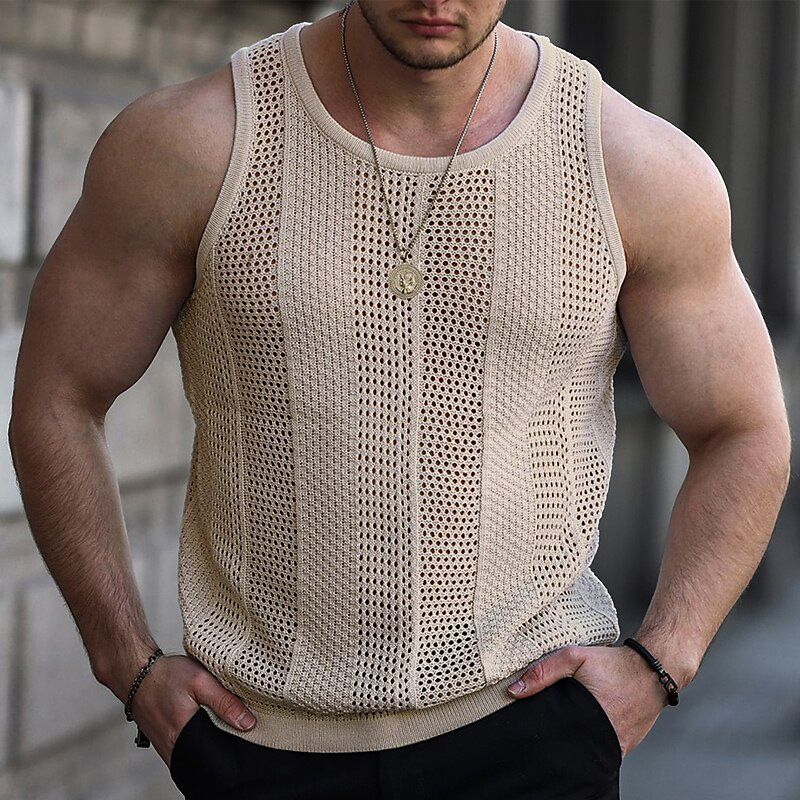 Foreign Trade Men's Amazon Summer New Hollow Sweater Men's Sleeveless Slim-fit Knitted Vest SY0187