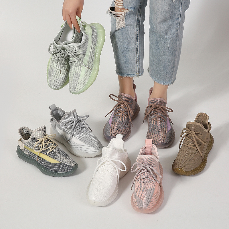 Summer fly-through woven coconut shoes 350 supply wholesale men's and Women's Fly-through woven shoe cover top quality couple sports shoes