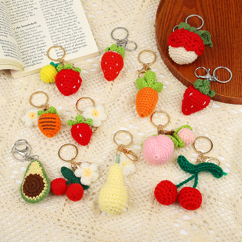 Fruit Theme Woven Cotton Thread Keychain Accessories Accessories Cute Couple Pendant Creative Car Bag Keychain