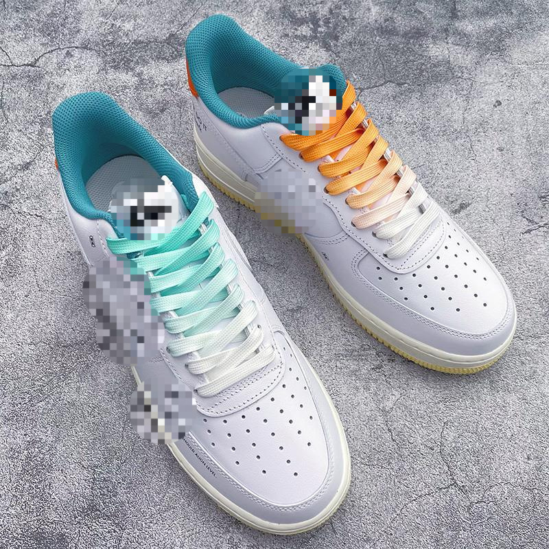 Baodi fit AJ1 Air Force No. 1 af1 men's white Green Orange mint green orange gradient white shoes shoelace women
