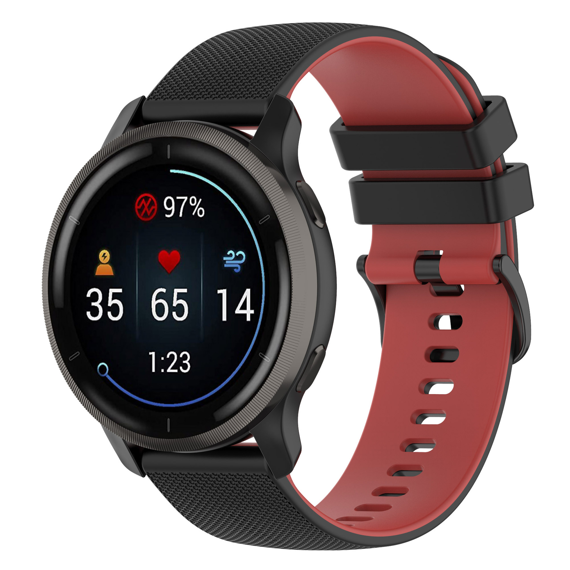 適用佳明955/vivoactive5硅膠錶帶三星watch6雙色小格紋venu3錶帶