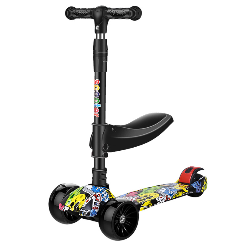 Children's scooter three-in-one can sit 2-12 years old children's scooter flasher Music Manufacturers