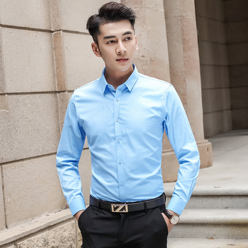 2021 Hong Kong Style Shirt Men's Long-sleeved Slim-fit Non-ironing Business Fashion Brand Youth Fashion Professional Work Top Shirt