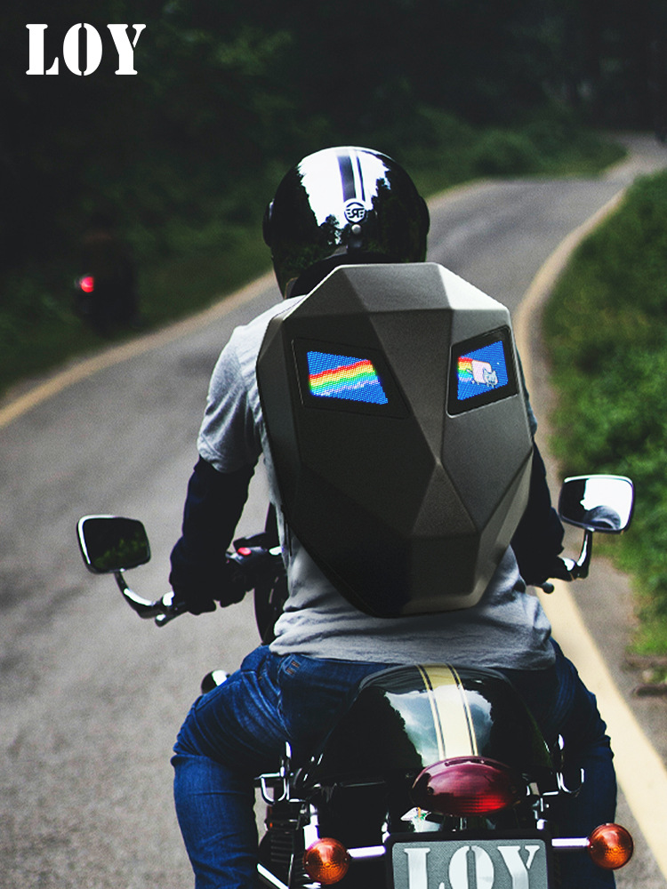 LOY Iron Man Backpack LED Motorcycle Riding Backpack Illuminant Eye Bag Helmet Motorcycle Backpack