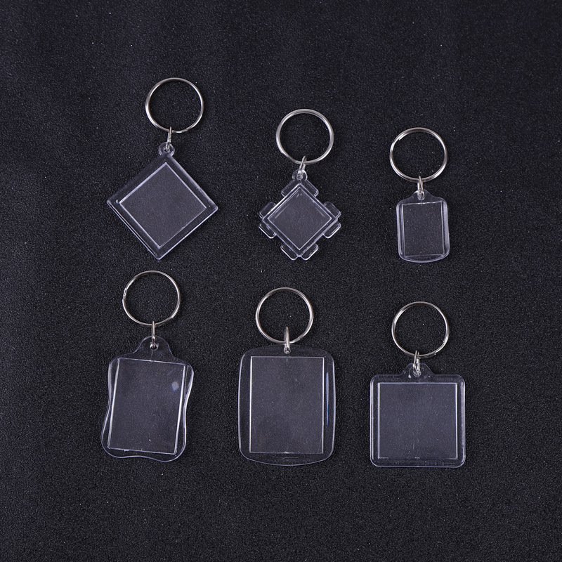 Factory spot ps acrylic blank calligraphy National style key chain transparent studio photo frame pendant scenic gift