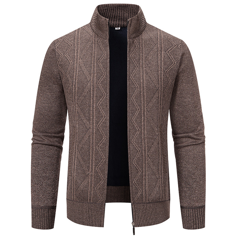 2023 foreign trade autumn and winter men's fashion trendy sweater sweater zipper stand collar casual thickened cardigan coat