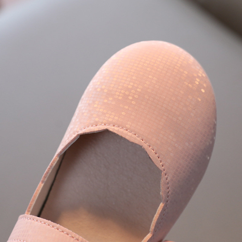 Girls' Round Toe Small Leather Shoes Fashion Children's Bow Princess Shoes Children's Soft Sole Comfortable Dance Shoes Korean Style
