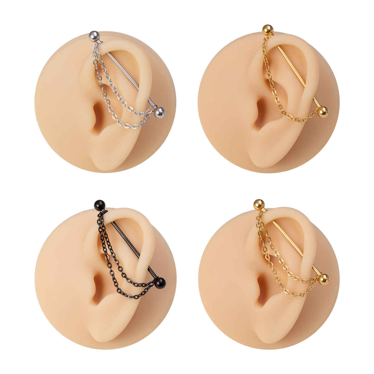 Cross-border new simple ball lever fashion personality chain stud earrings South Korea fresh ins earrings
