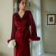 bride morning gown women's long feather nightgown wedding ceremony makeup bridesmaid group kimono South Korea gold velvet