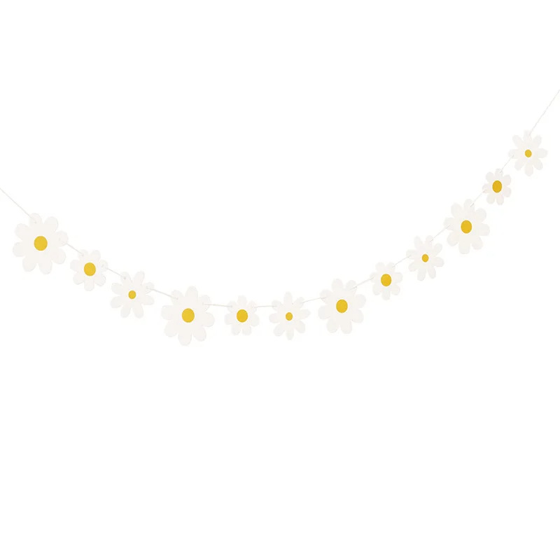 White daisy flower flower flag children's birthday party background decoration birthday scene layout props