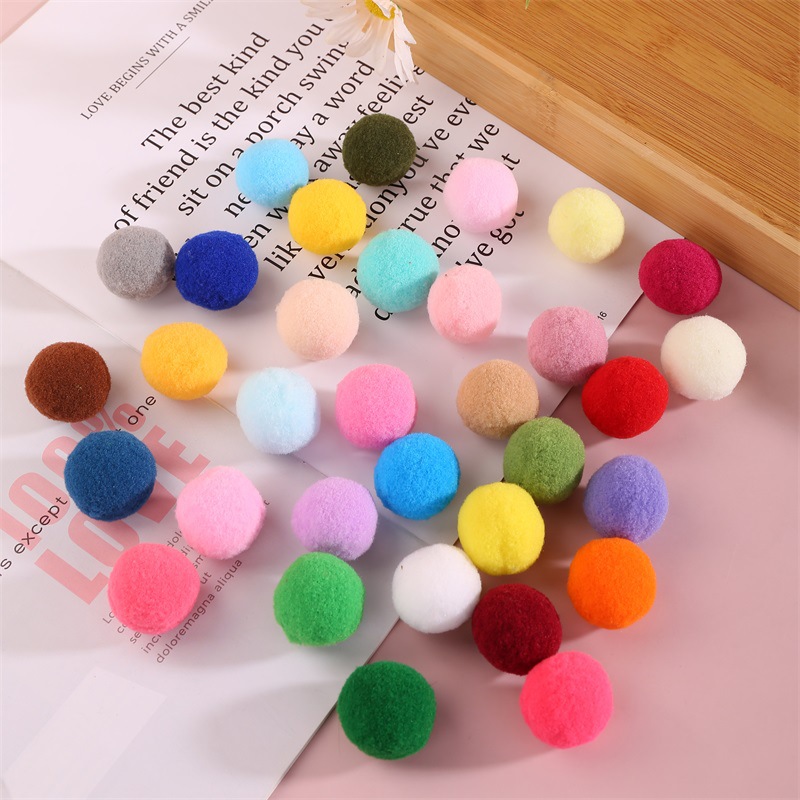 Cross-border in stock high-elastic fur ball handmade diy accessories polyester small fur ball clothing accessories color plush ball wholesale