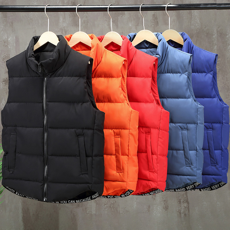 Down cotton vest men's autumn and winter hooded team tooling printing Waistcoat Vest vest jacket printed logo women