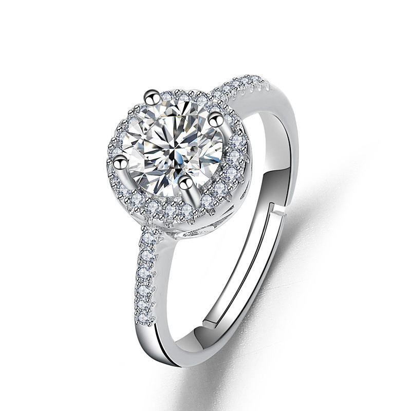 Cross-border TikTok Kuaishou online live broadcast eight hearts and eight arrows zircon imitation moissanite ring female male six-claw wedding ring wholesale