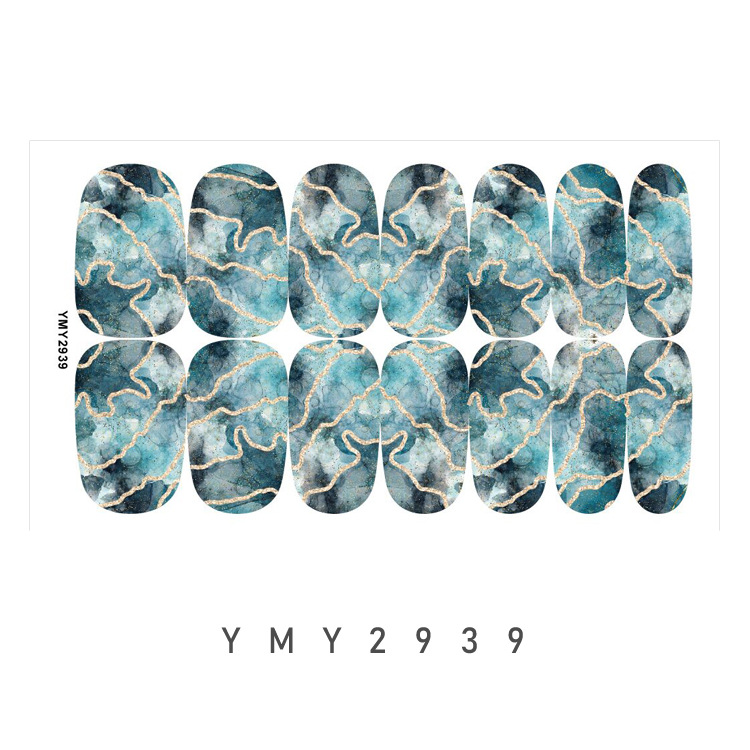 Cross-border wholesale European and American marble texture nail stickers gilding nail stickers nail full stickers YMY2939-2950